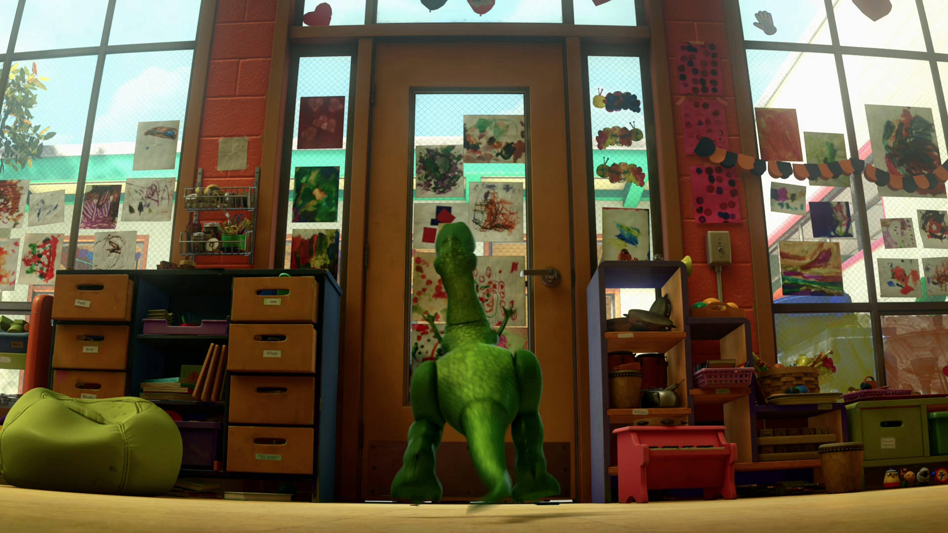 Toy Story 3 Rex In Front Door Background