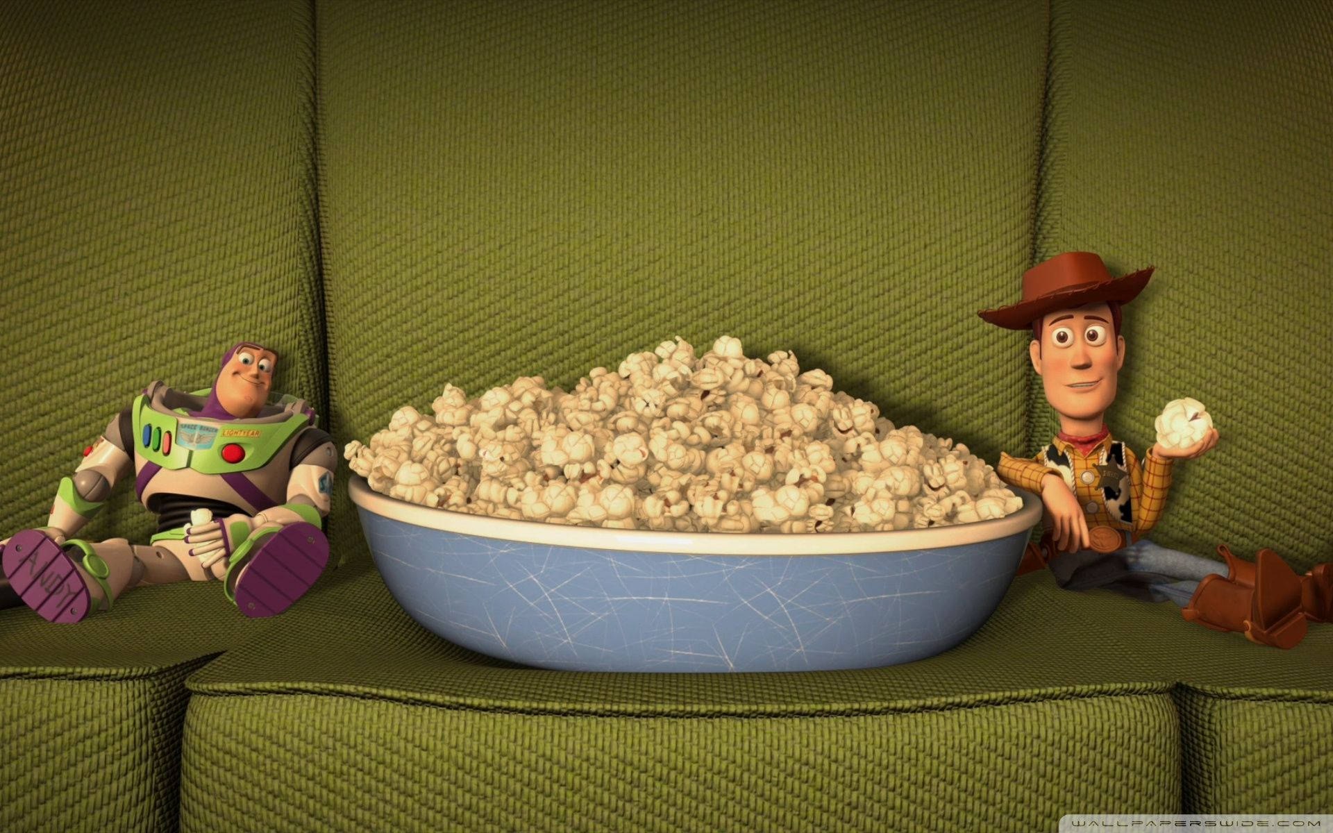 Toy Story Buzz Woody Eats Popcorn Background