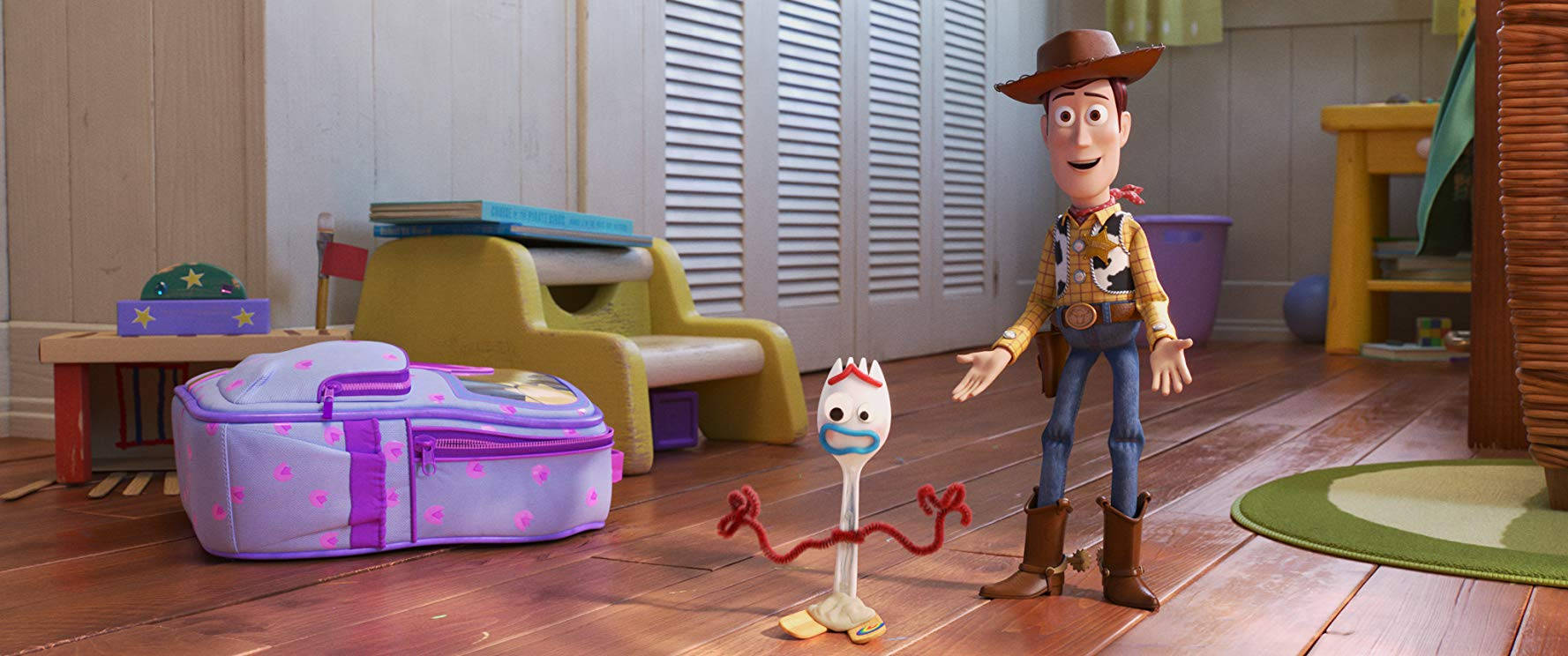 Toy Story Forky And Woody Walking Background