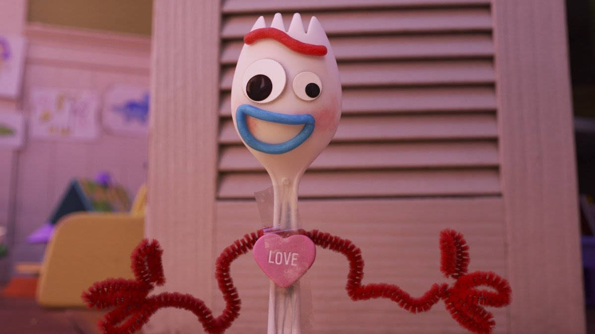 Toy Story Forky Pink Heart Background