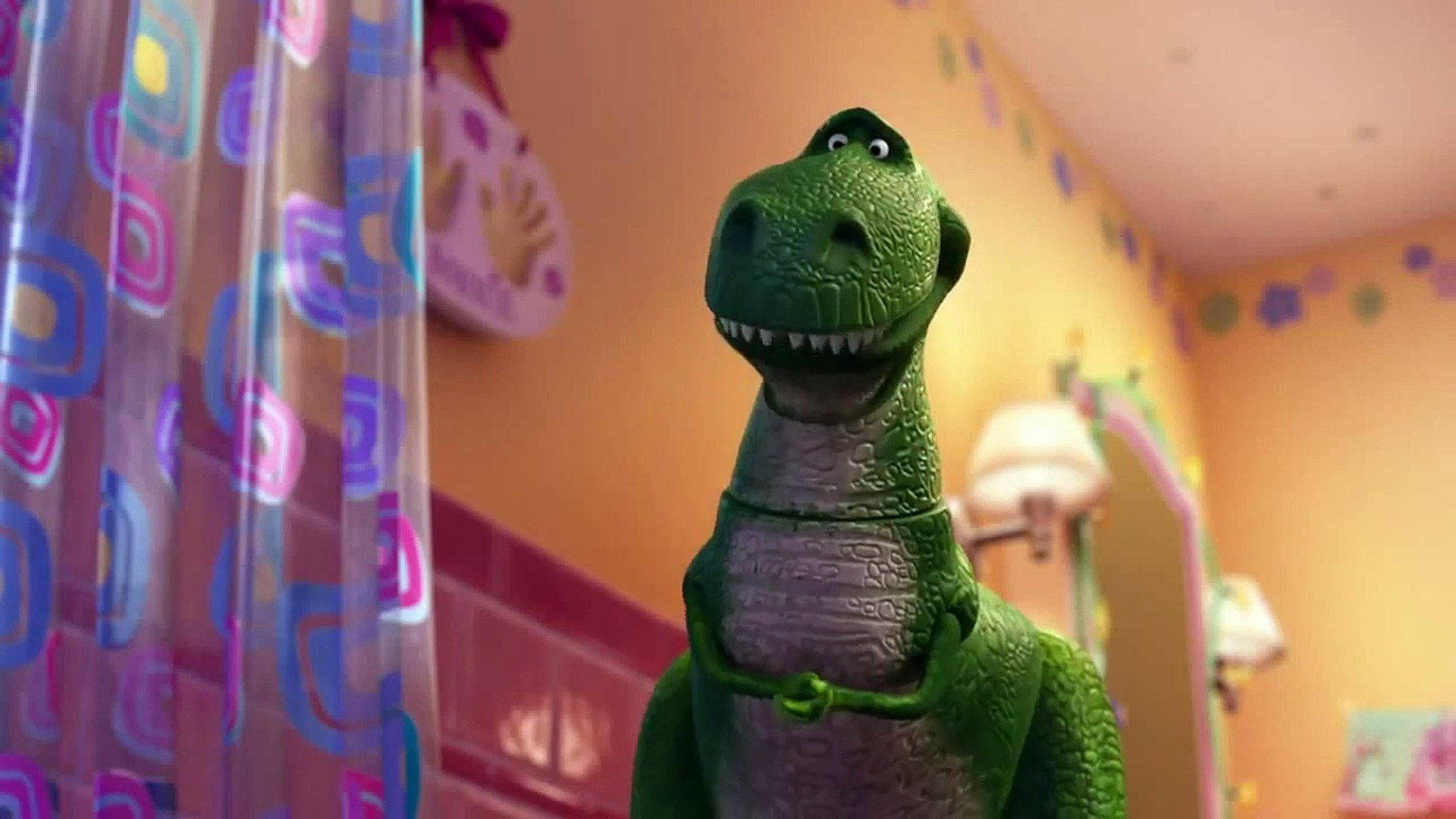 Toy Story Rex Behind Curtain Background