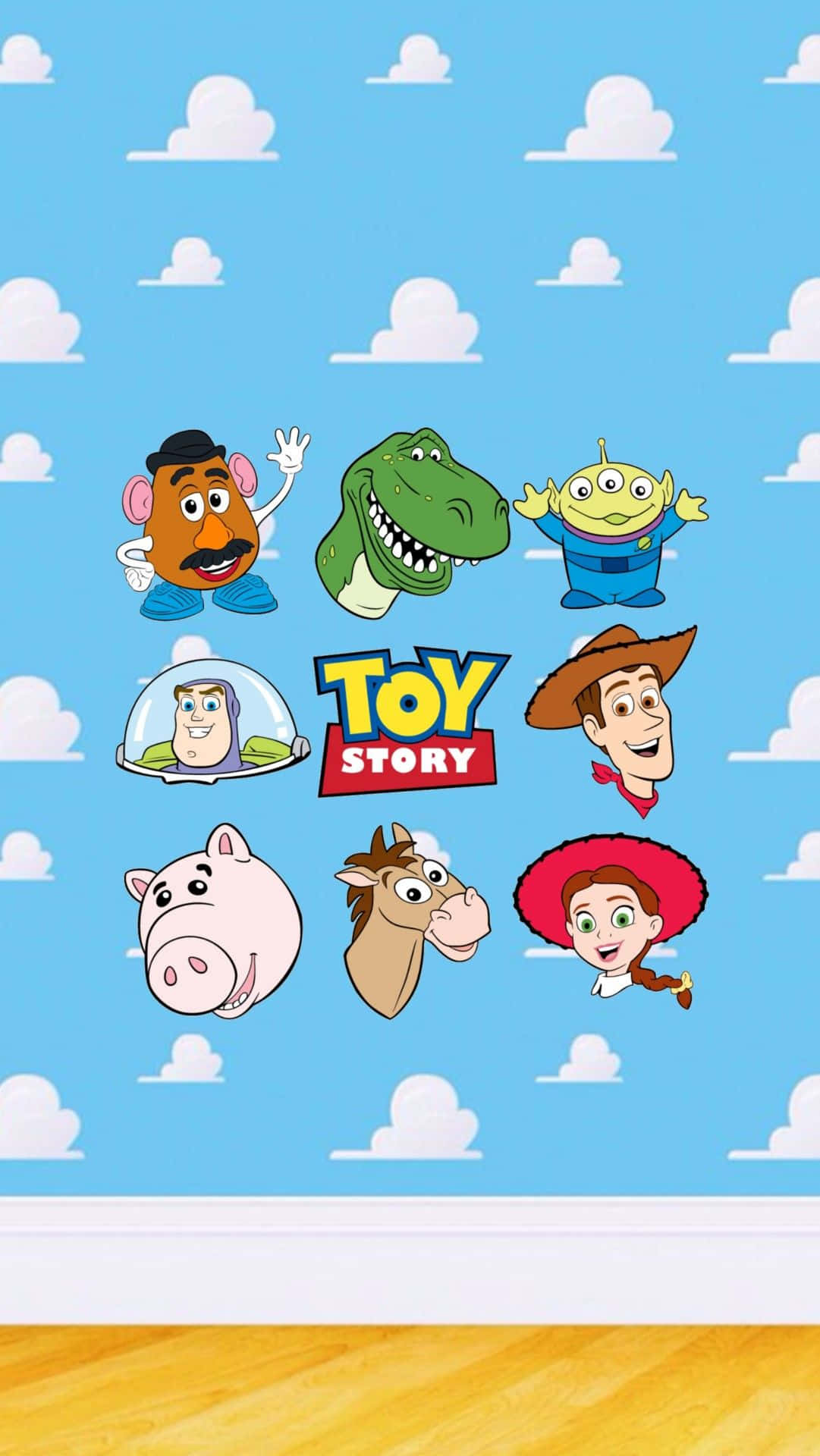 Toy Story Wall Decals With Cartoon Characters Background