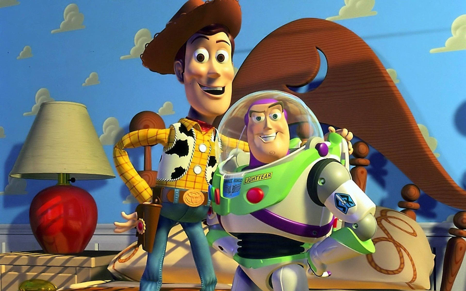 Toy Story Woody Hugging Buzz Background