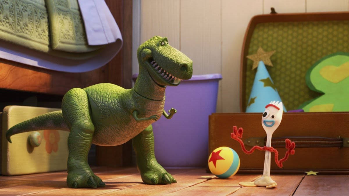 Toys Story Forky And Rex Dinosaur Background