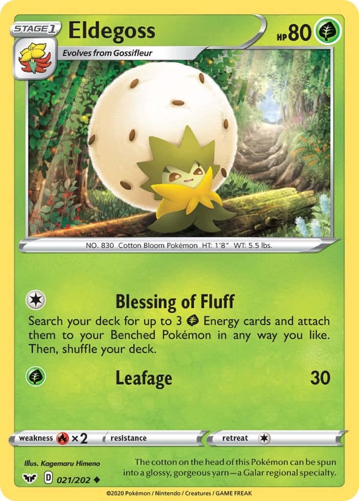 Trading Card With Eldegoss In Forest