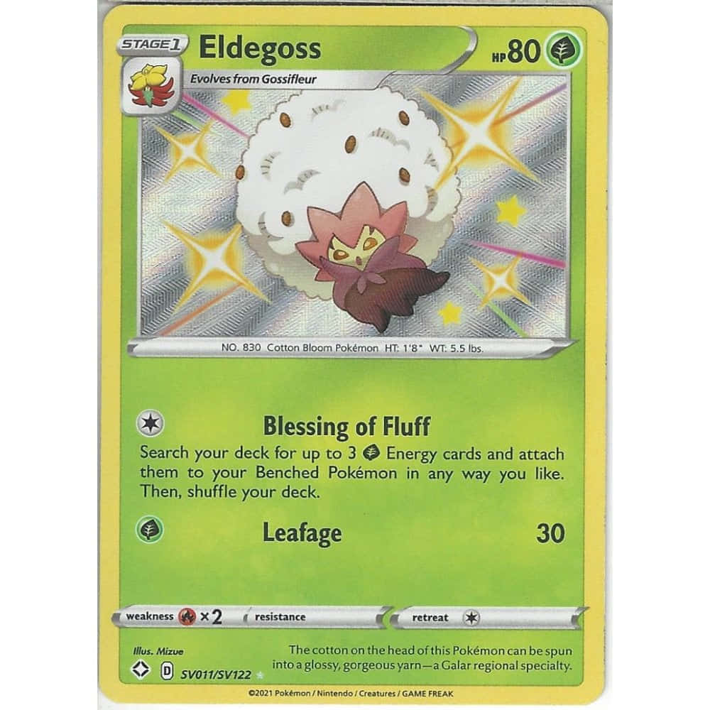 Trading Card With Shiny Eldegoss Background