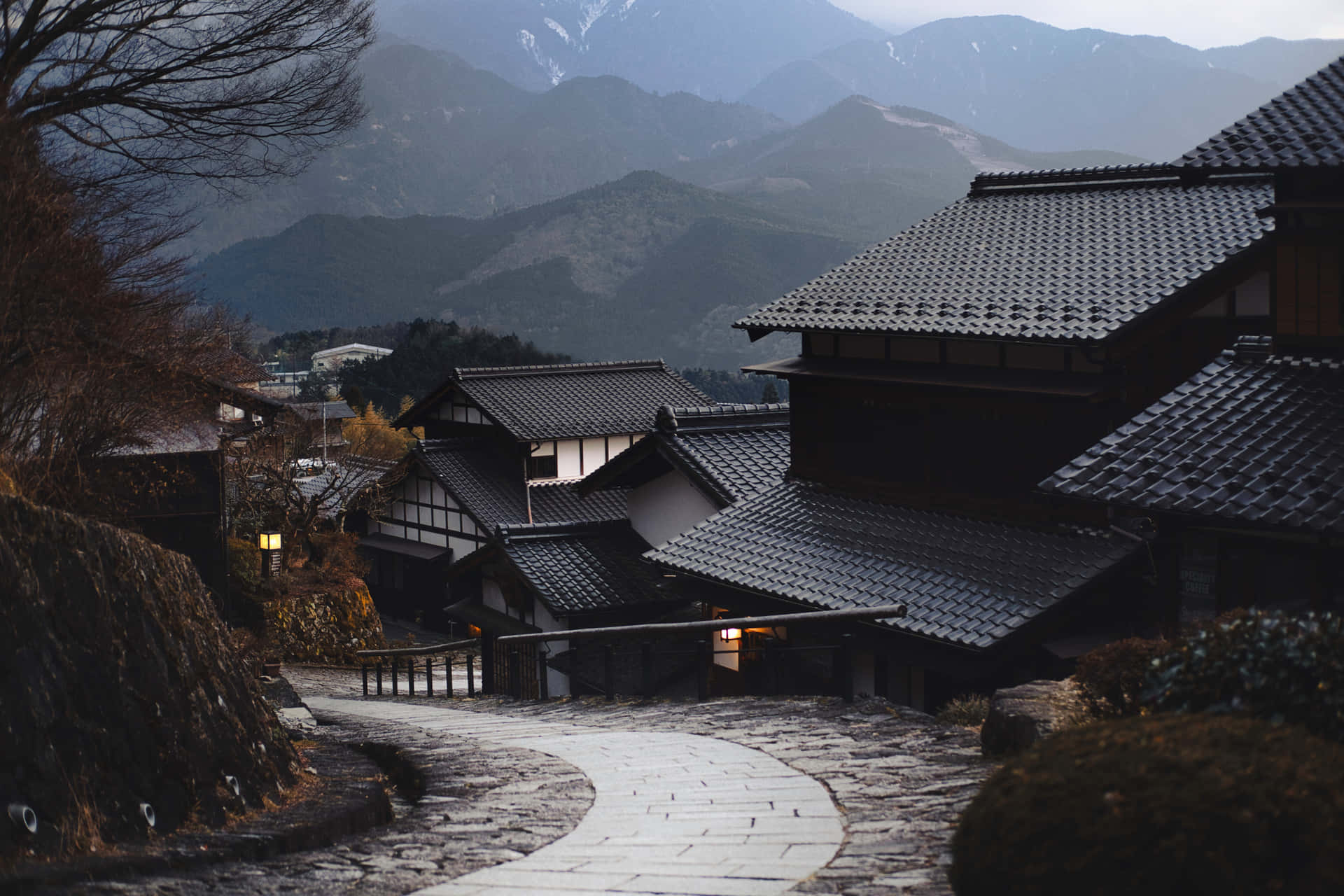 Traditional Aesthetic Village Japanese Houses Background