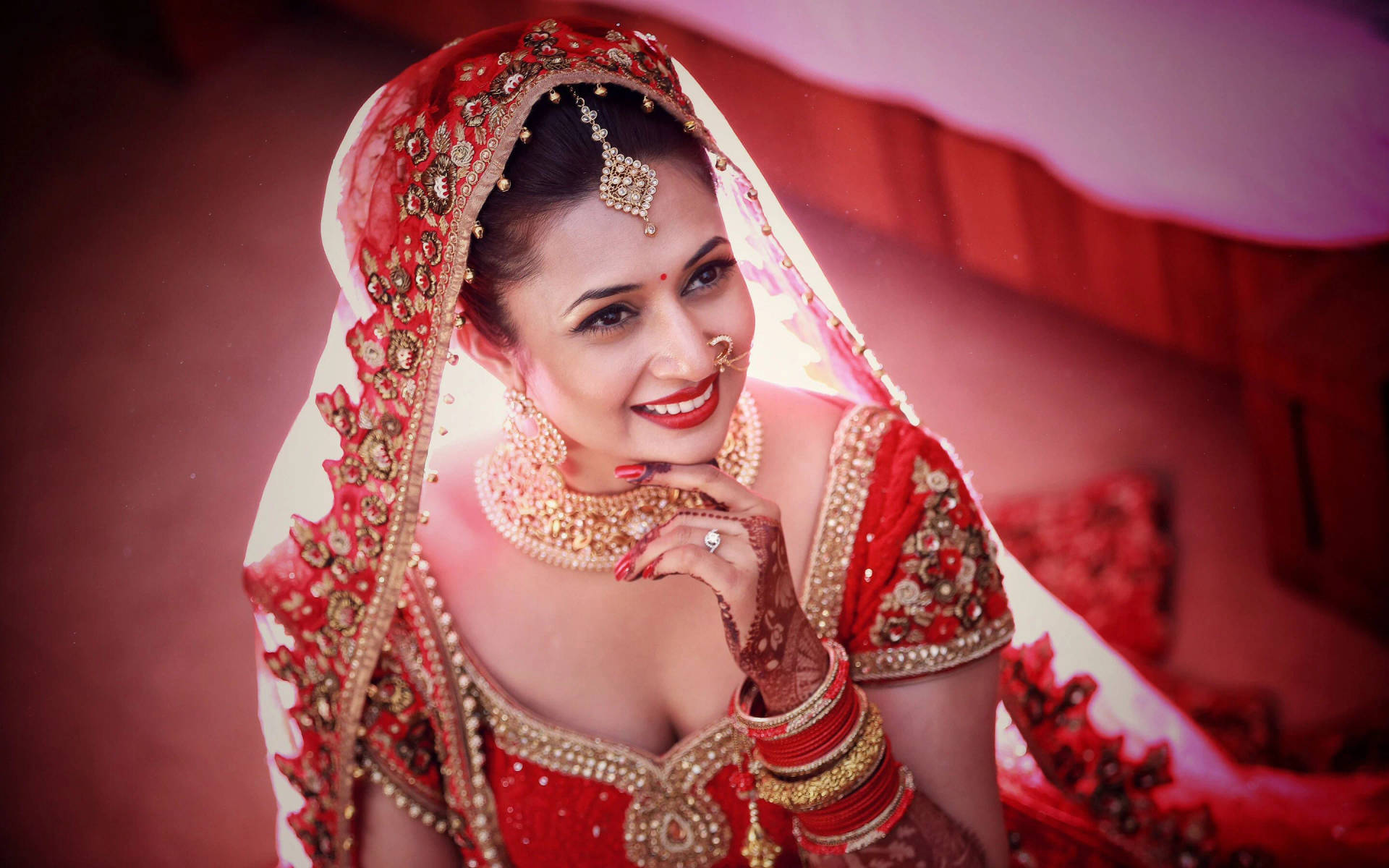 Traditional Bridal Indian Red Garments Background