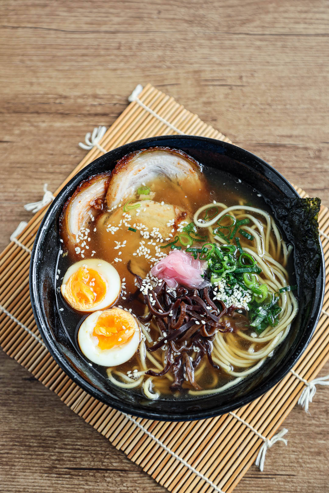 Traditional Hakata Ramen Flat Lay Background