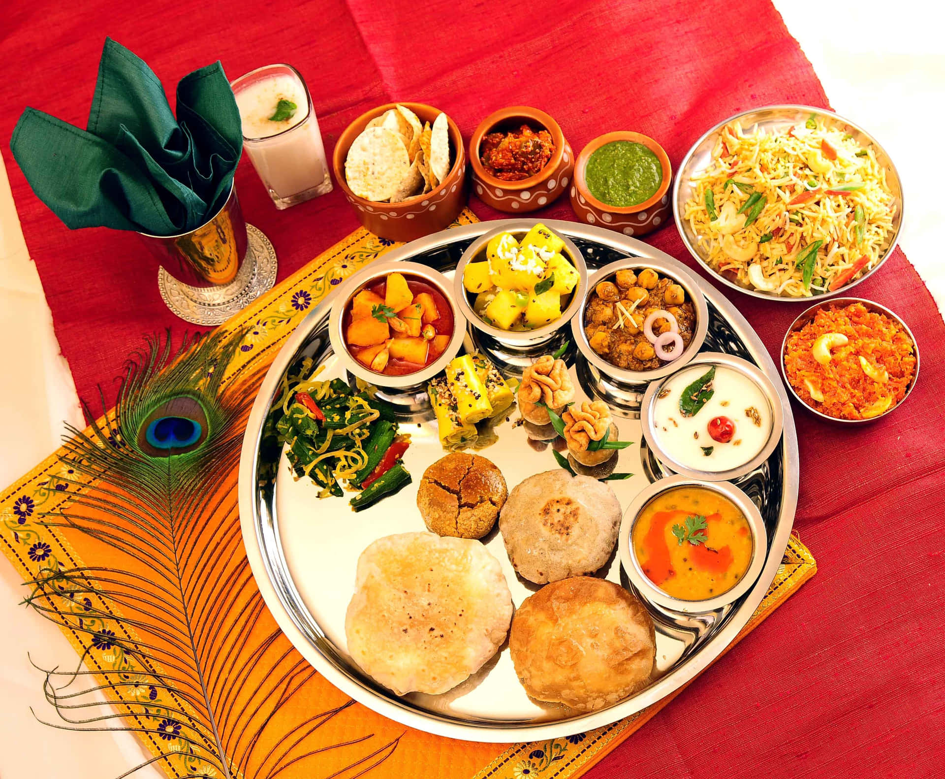 Traditional Indian Thali Meal Background