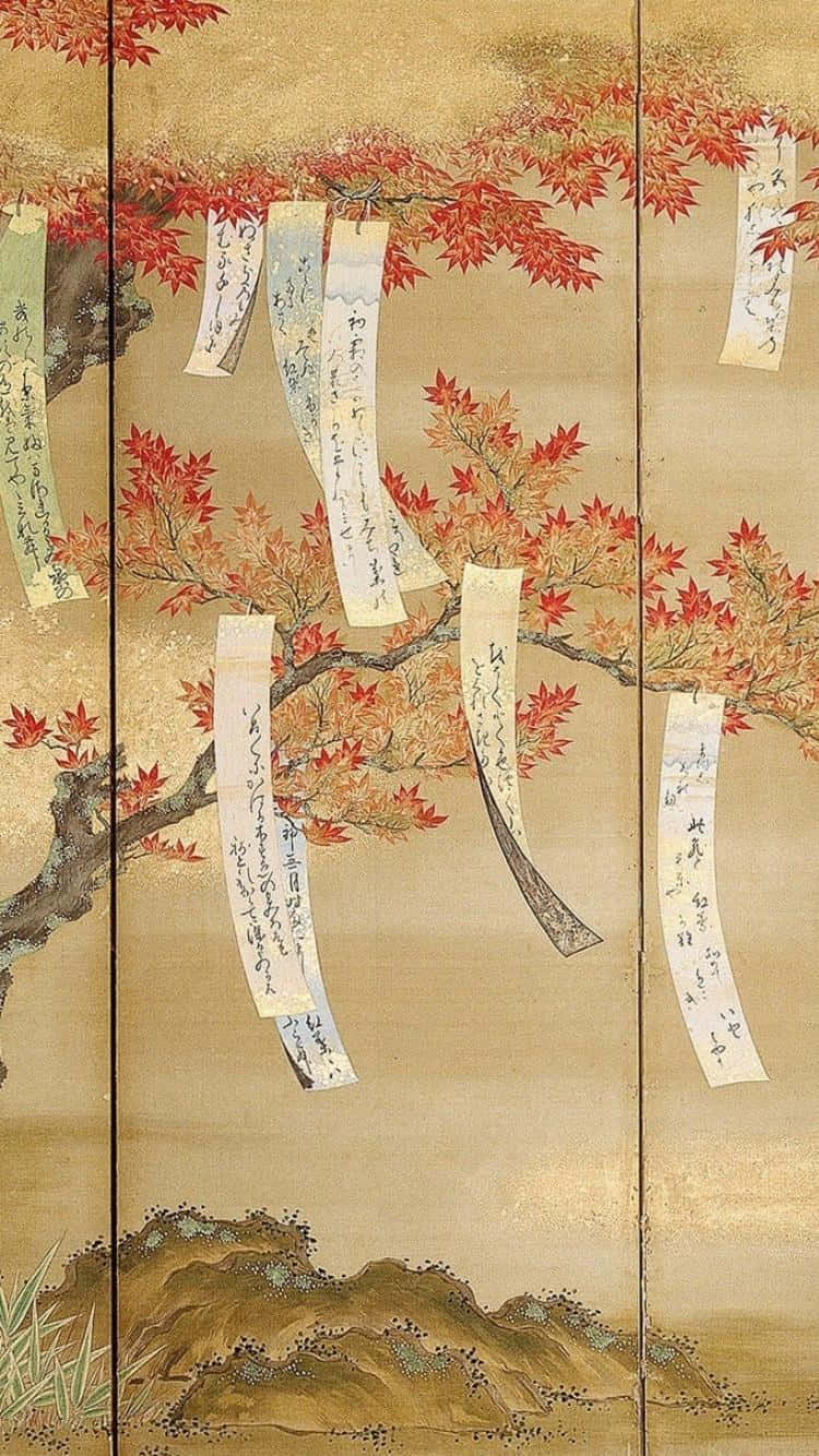 Traditional Japanese Art, With Its Bright Colors And Intricate Details Background
