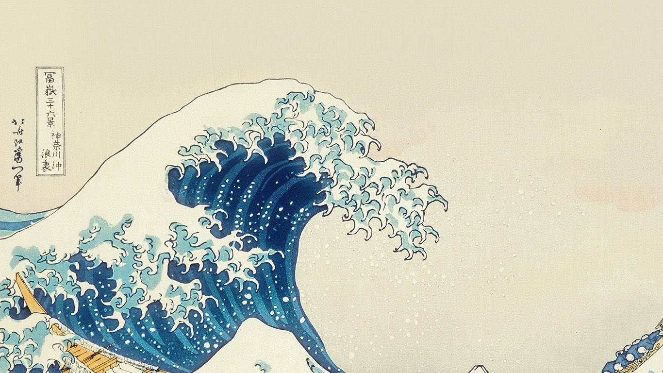 Traditional Japanese Wave Aesthetic Art Desktop Background