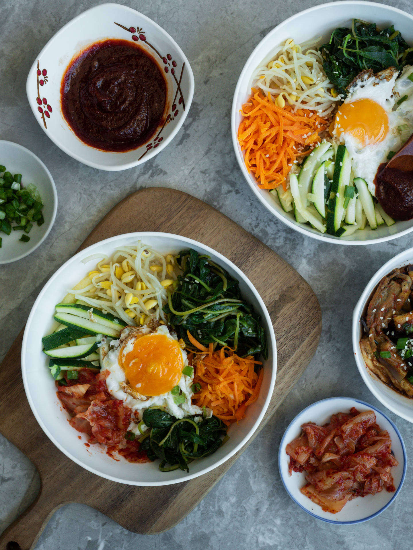 Traditional Korean Bibimbap Feast Background