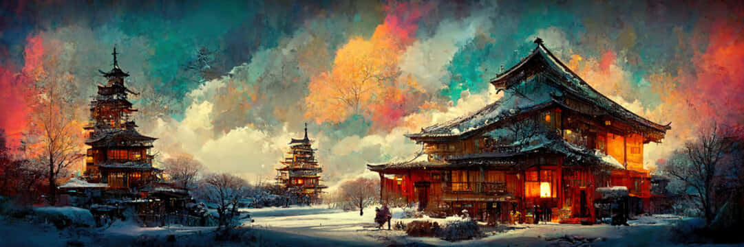 Traditional Old Japanese House Background