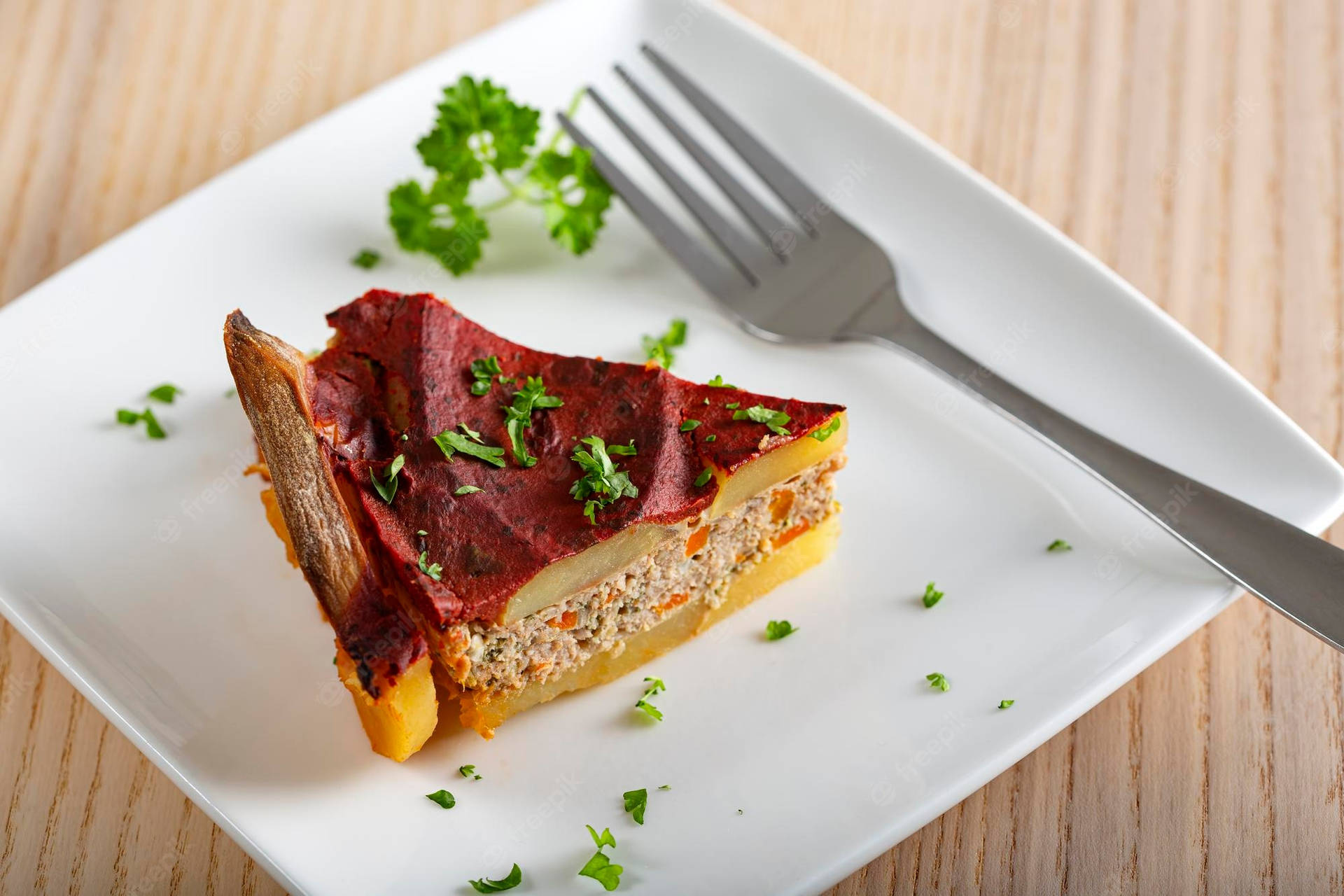 Traditional Oven-baked Moussaka Portion Background