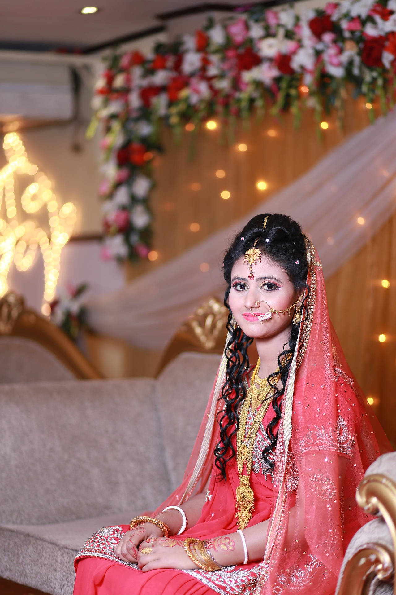 Traditional Pink Sari Indian Wedding Background