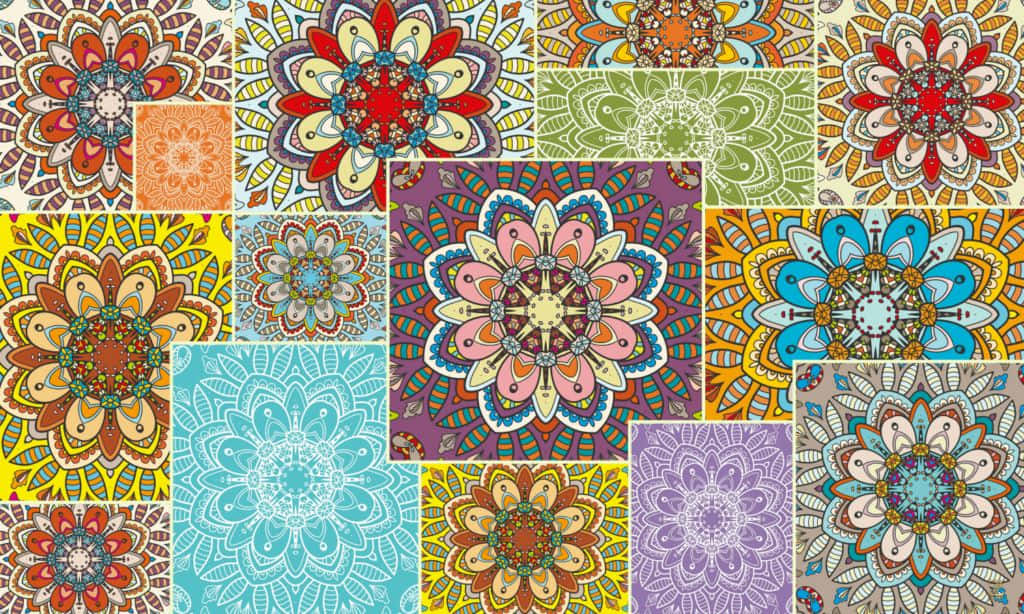 Traditional Quilt In Cheerful Blue Hues Background