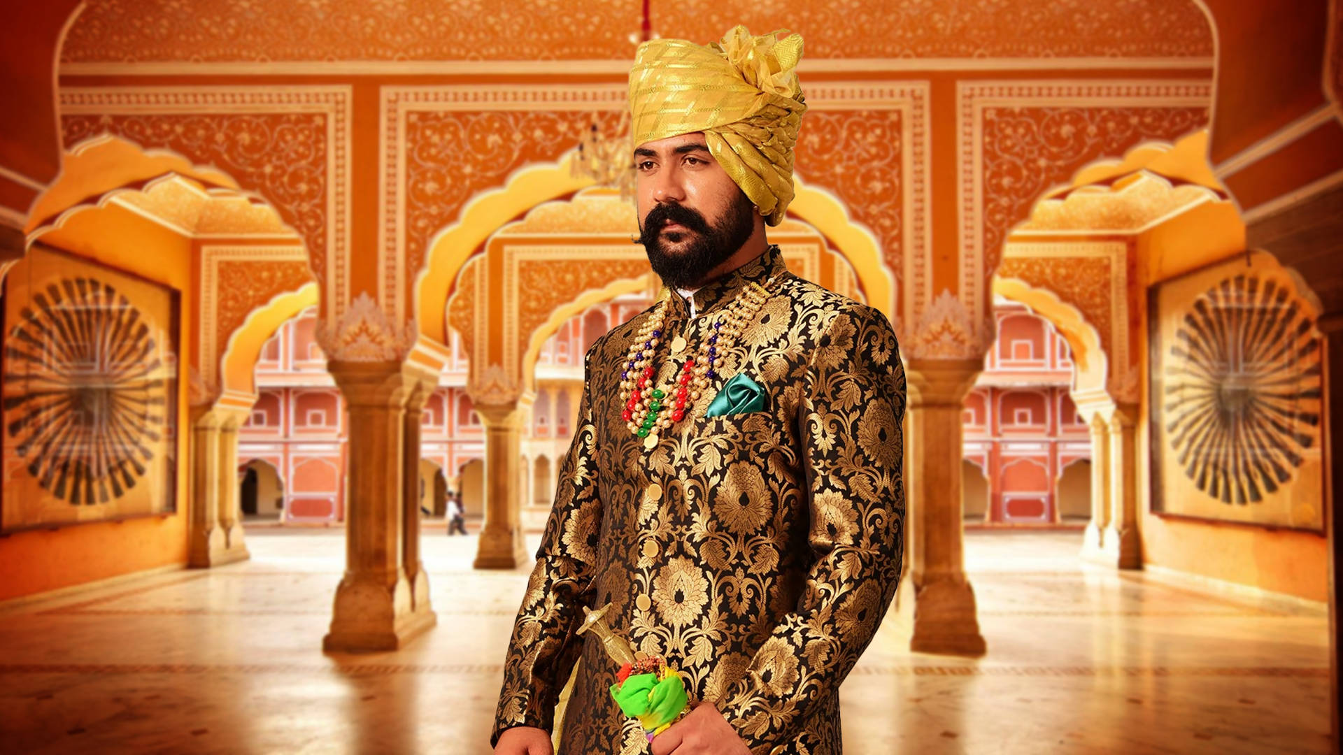 Traditional Rajputana Pagri Style In Full Glory Background