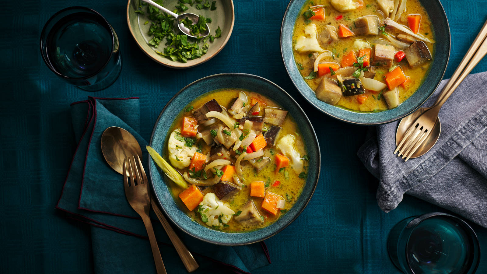 Traditional Recipe Thai Curry Flat Lay Shot Background