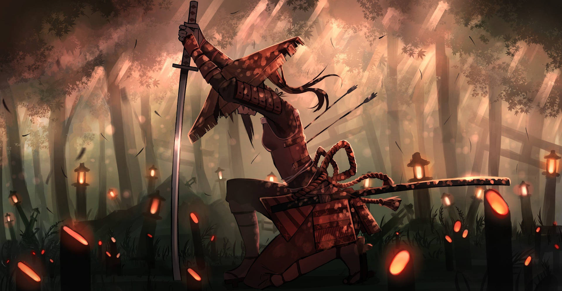 Traditional Samurai Art Illustration Background