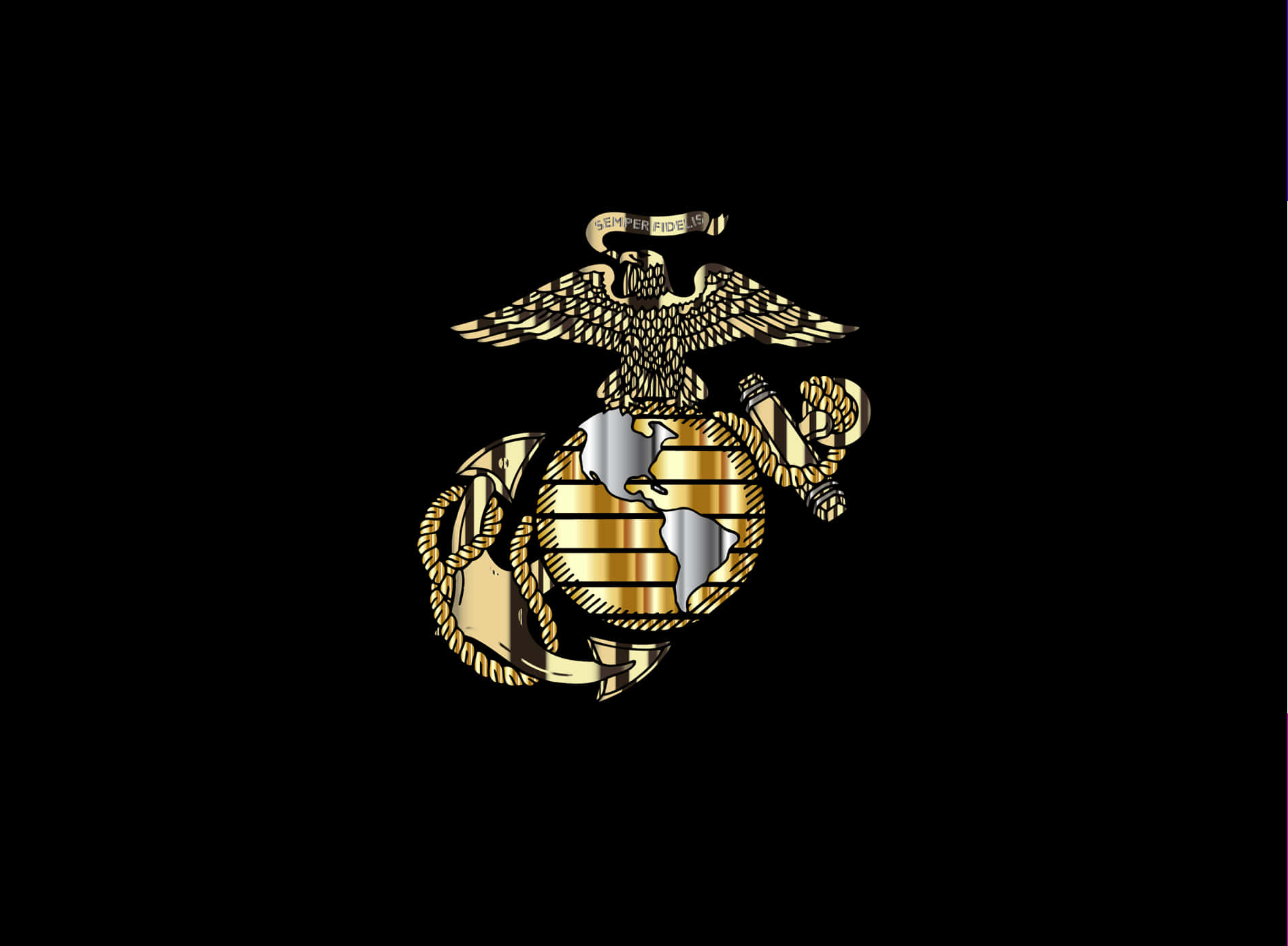 Traditional Usmc Logo With Gold Trim Background