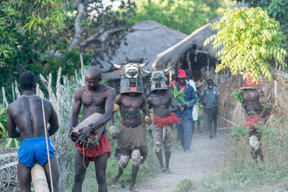 Traditional Vaca Bruto Dance Preparation In Guinea Bissau Background