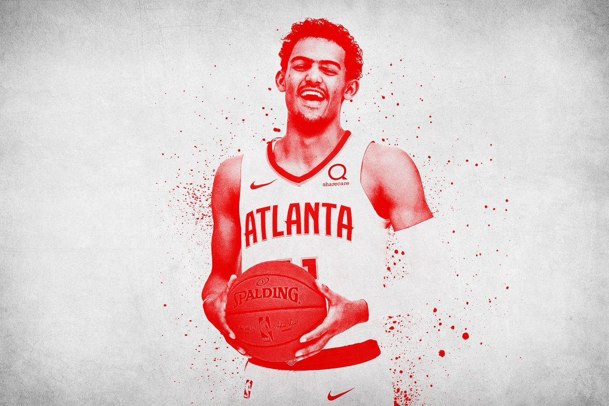 Trae Young Red Color Splash Background