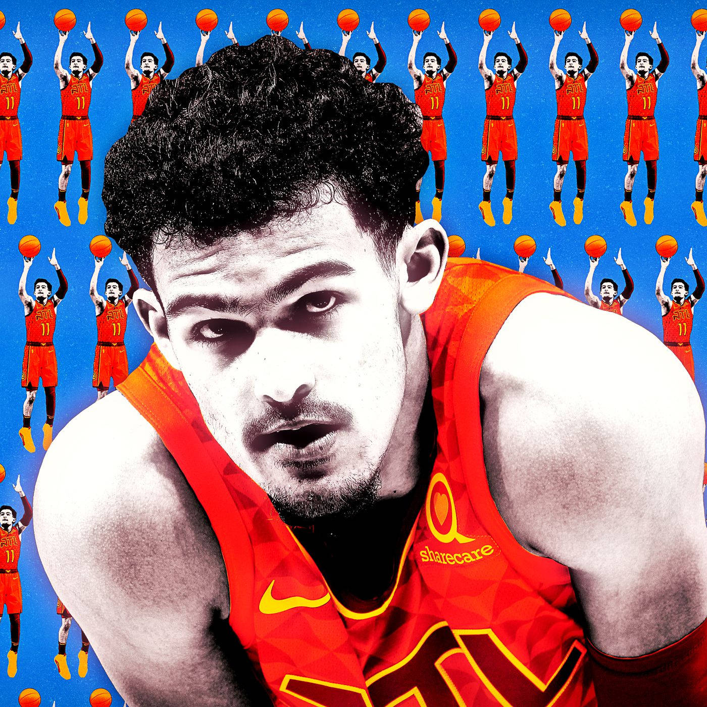 Trae Young Retro Blue Patterned