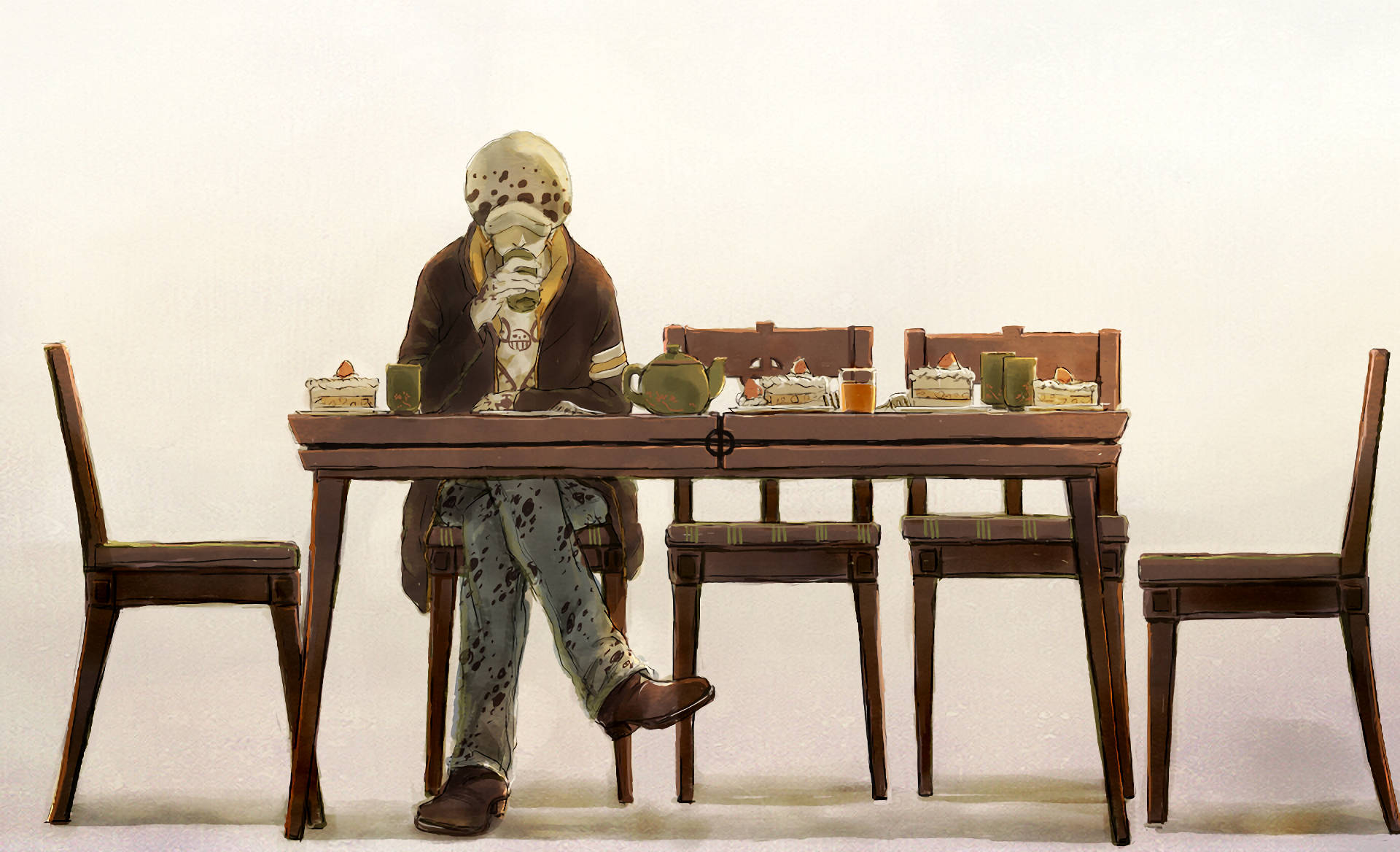 Trafalgar Law One Piece Eating Alone Fanart Background