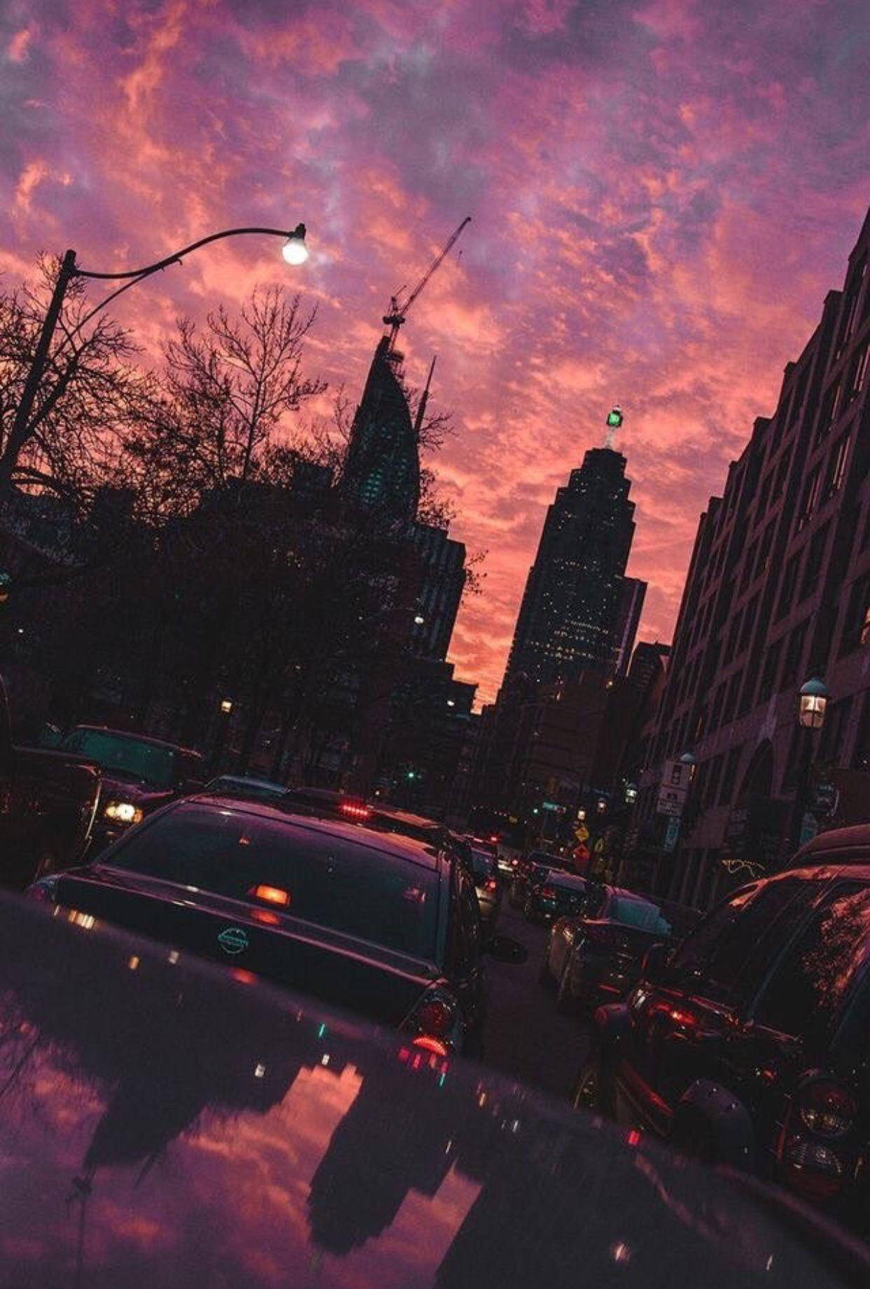 Traffic Sunset Aesthetic Background