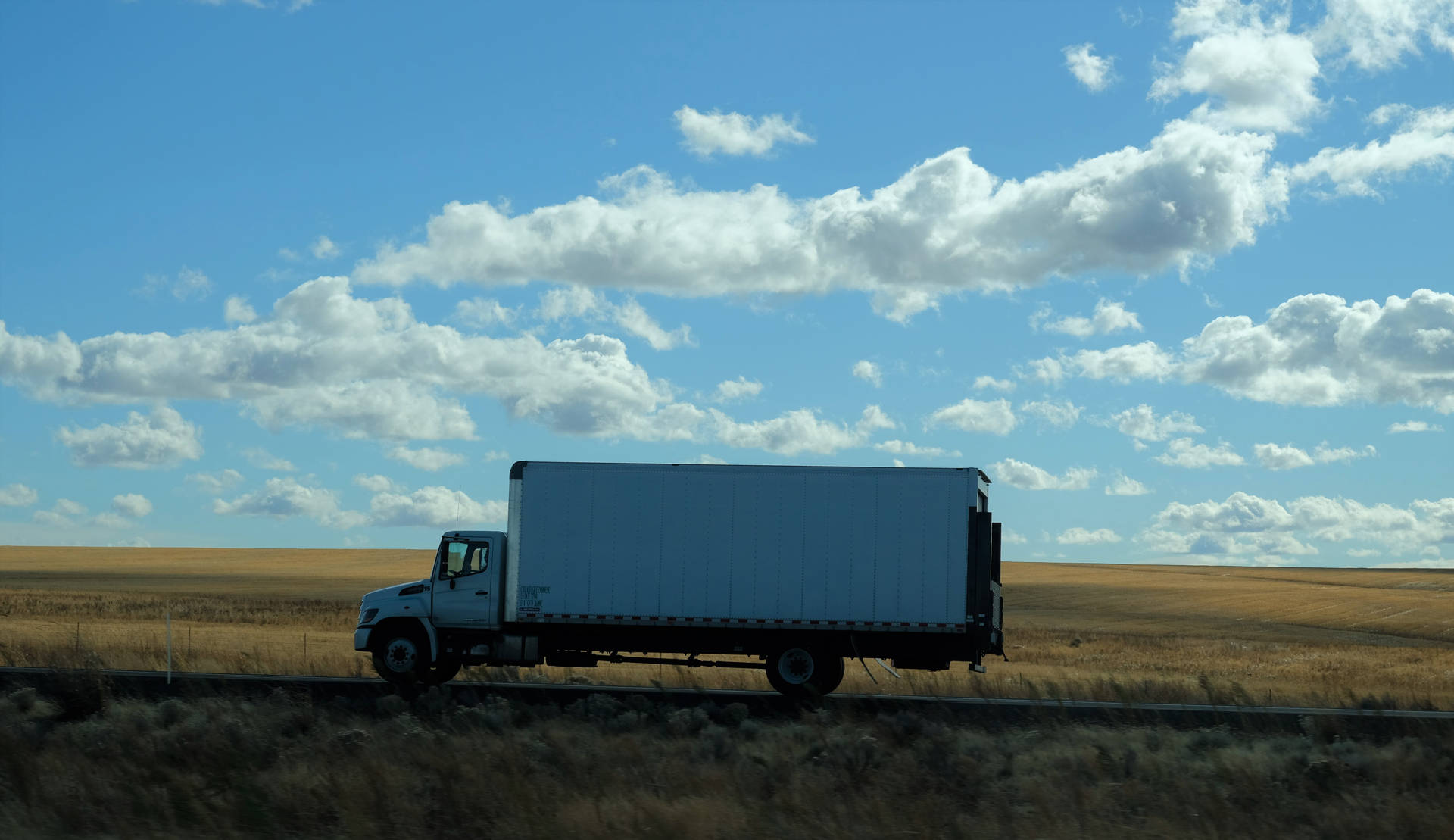 Trailer Truck Parked Grass Field Background