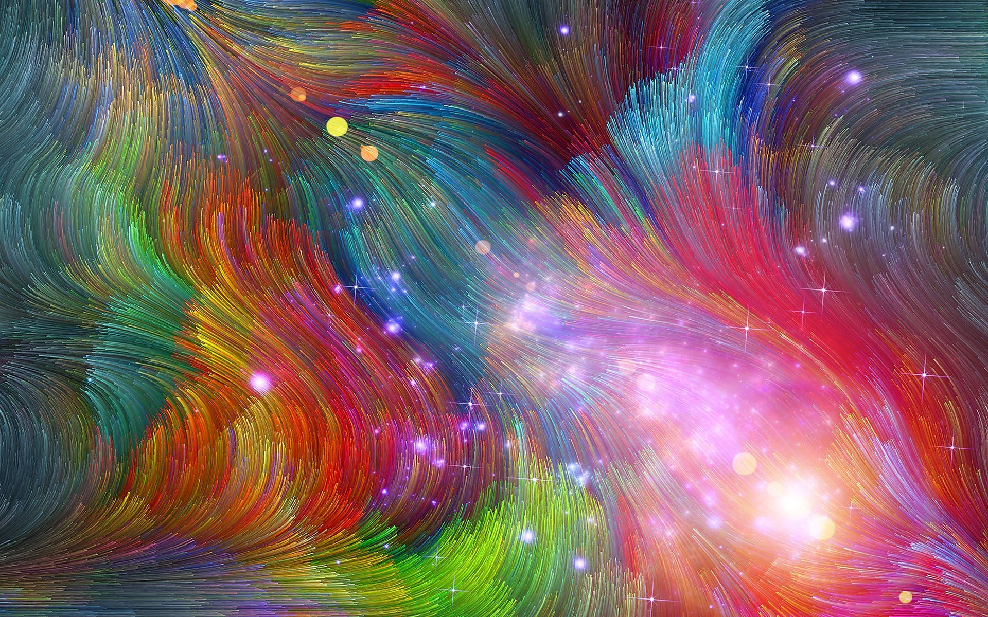 Trails Of Stars Under A Colorful Galaxy Background