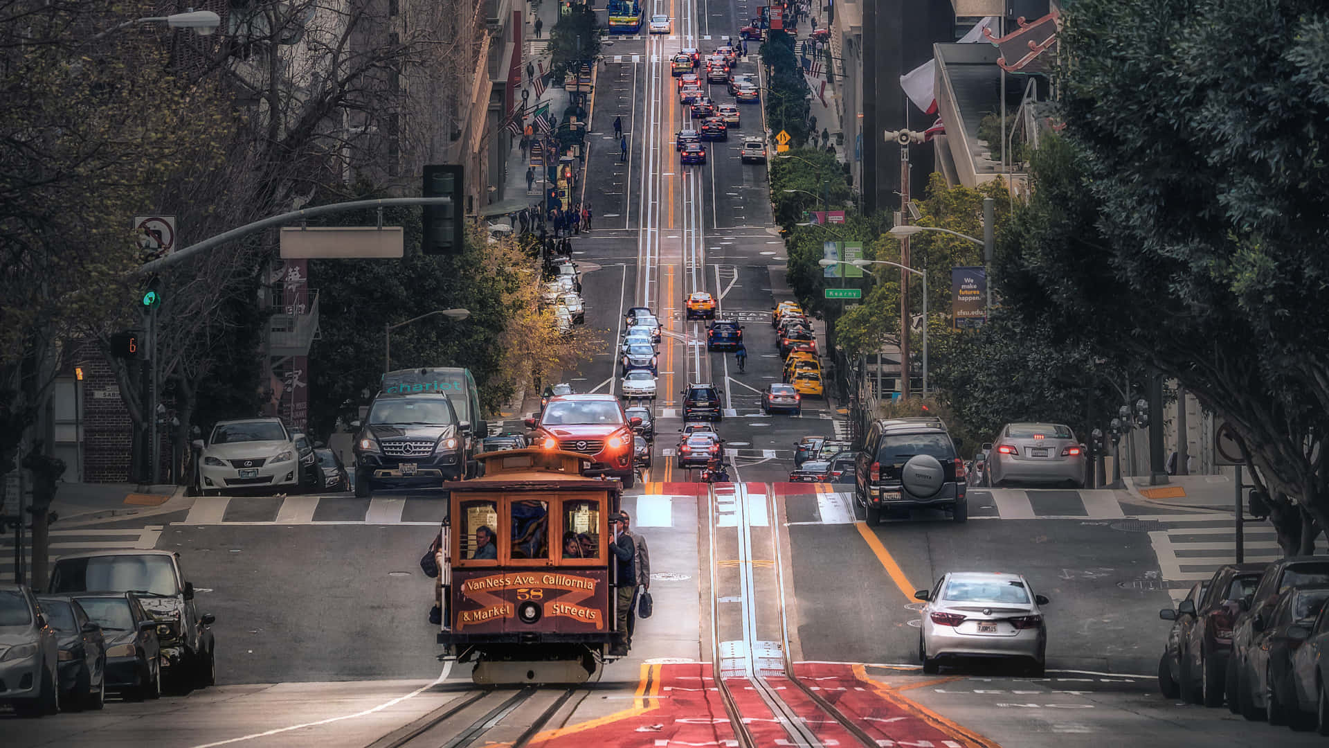 Train Cutting Into The Road Background