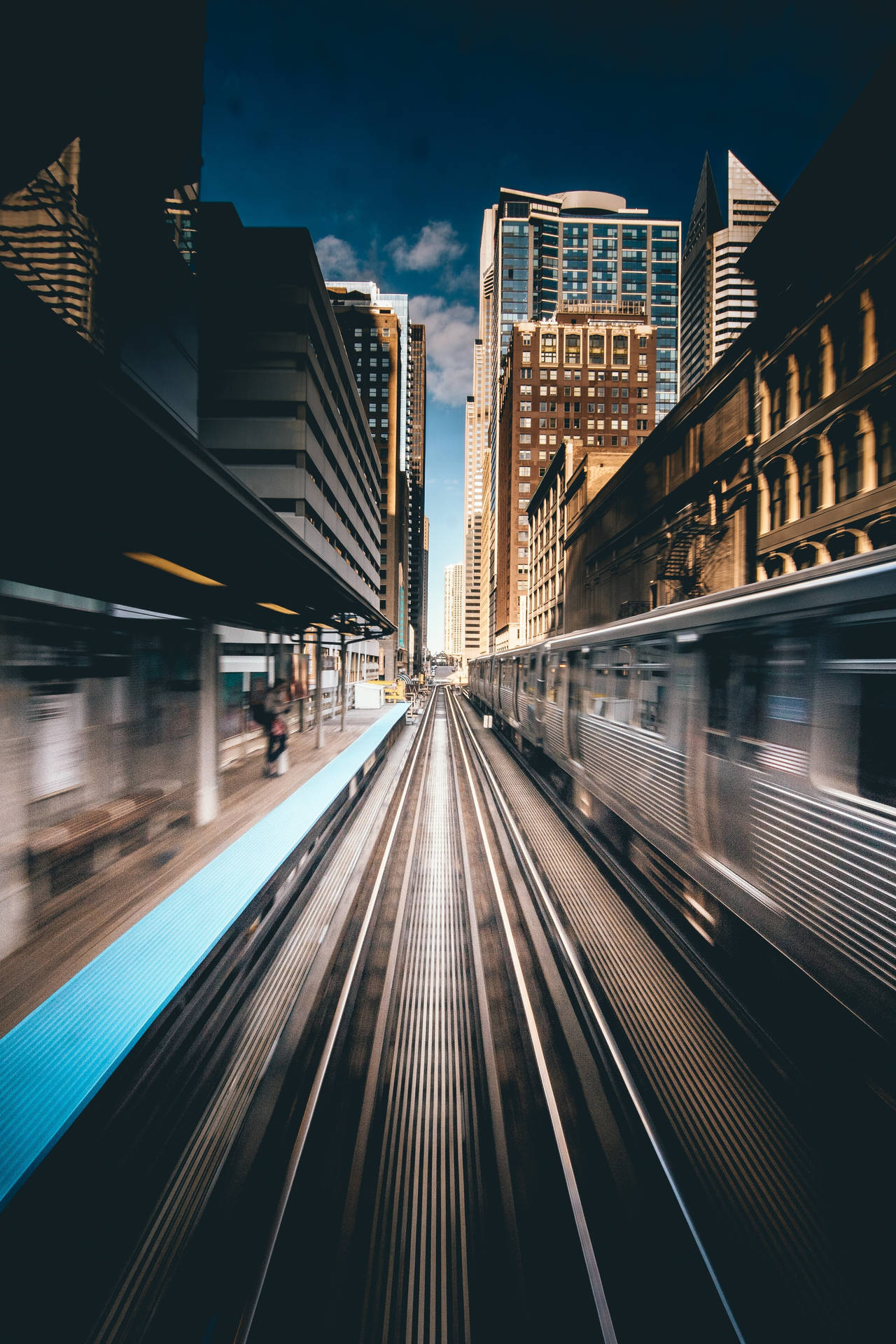 Train Station Chicago Skyline Time-lapse Background