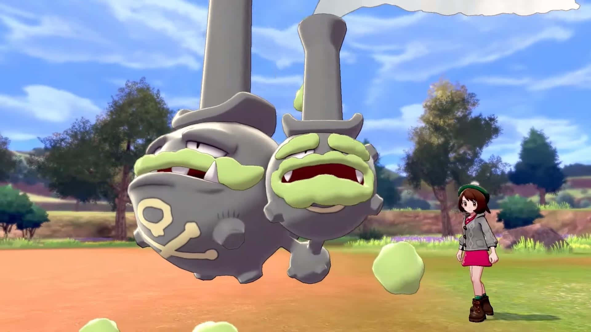 Trainer With Galarian Weezing Background