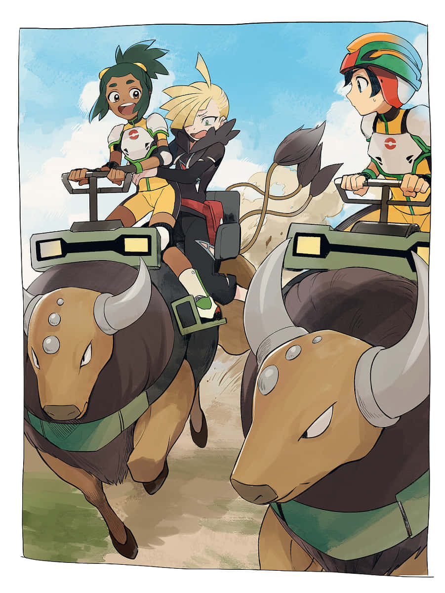 Trainers Riding Tauros Background