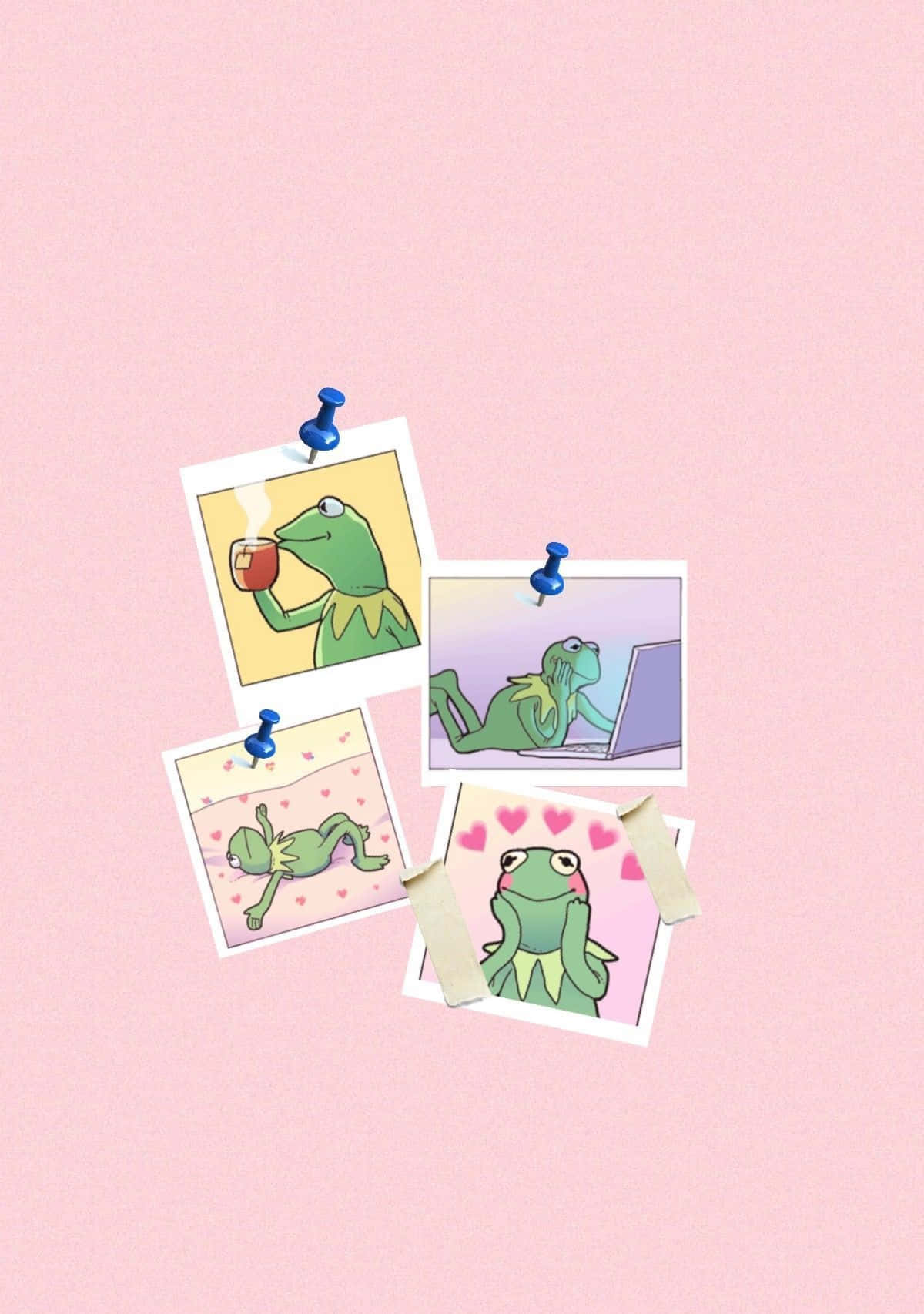 Tranquil Aesthetic Frog In A Serene Pond Background