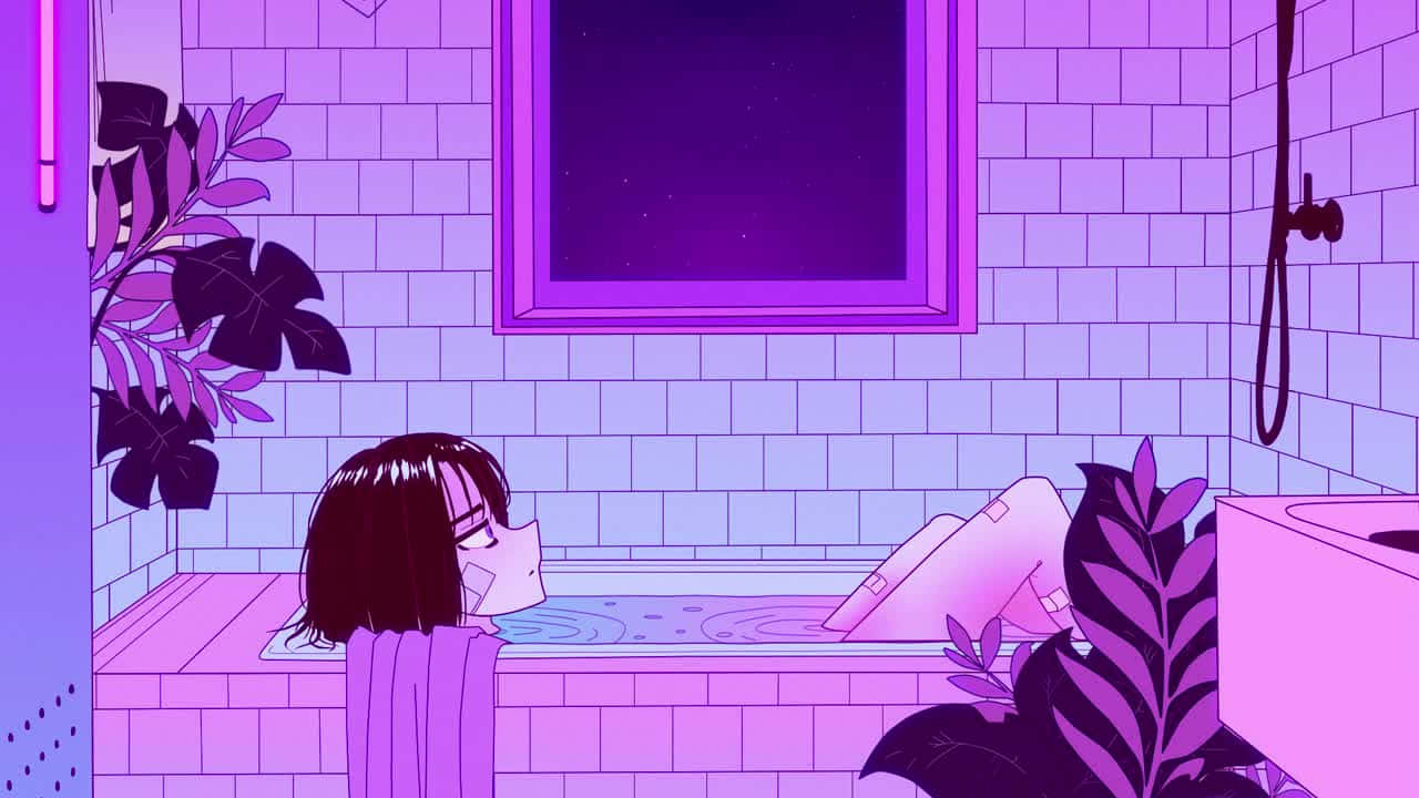 Tranquil Anime Bath Time Background