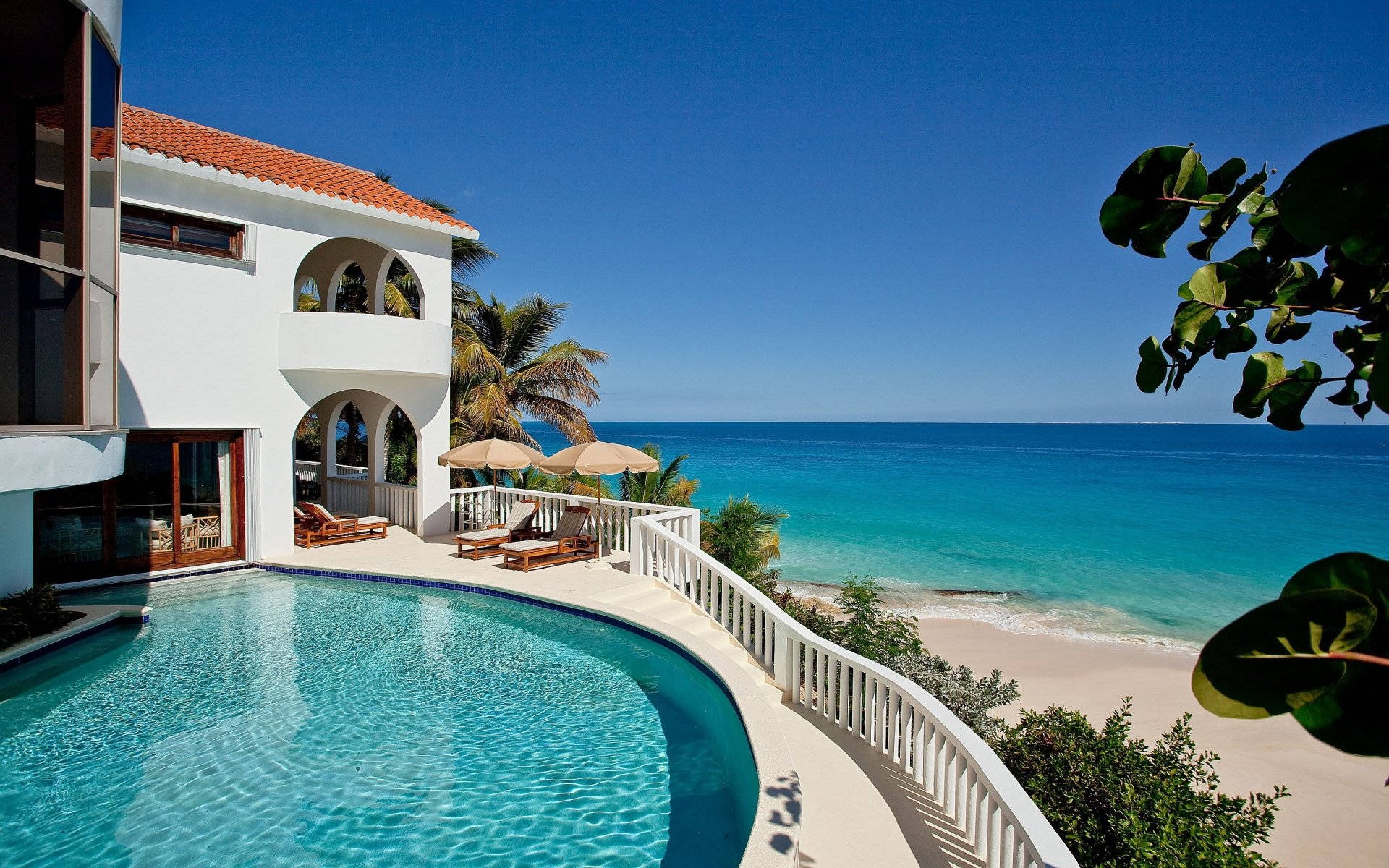 Tranquil Beach House In Anguilla, Caribbean Background
