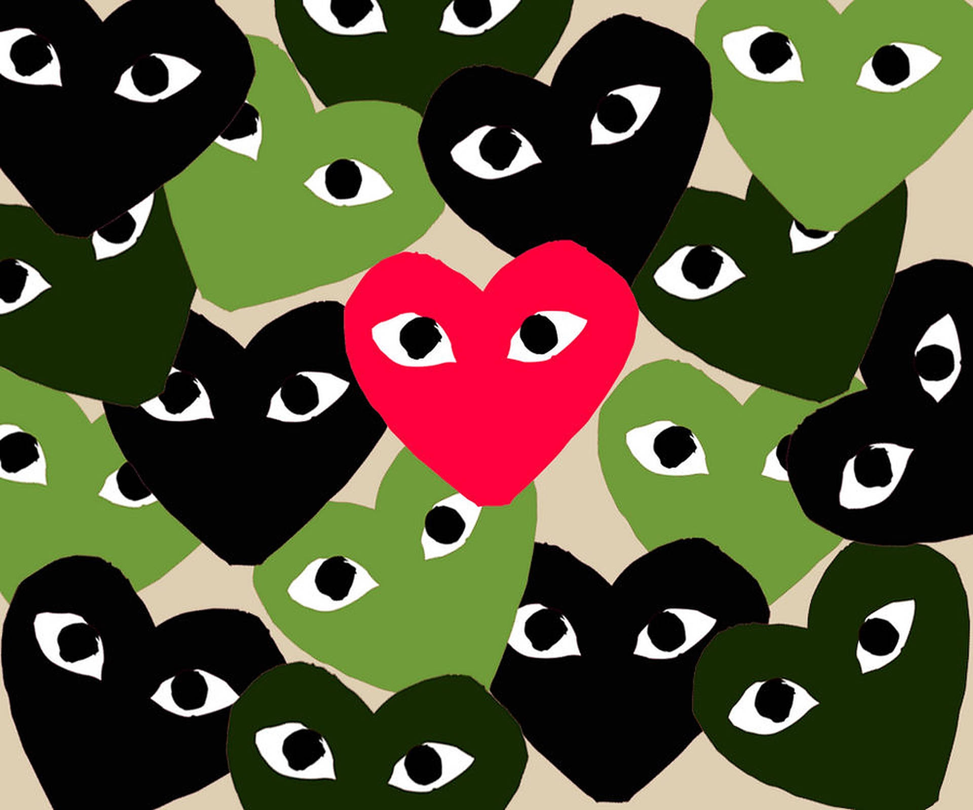Tranquil Green Hearts Background By Cdg Background