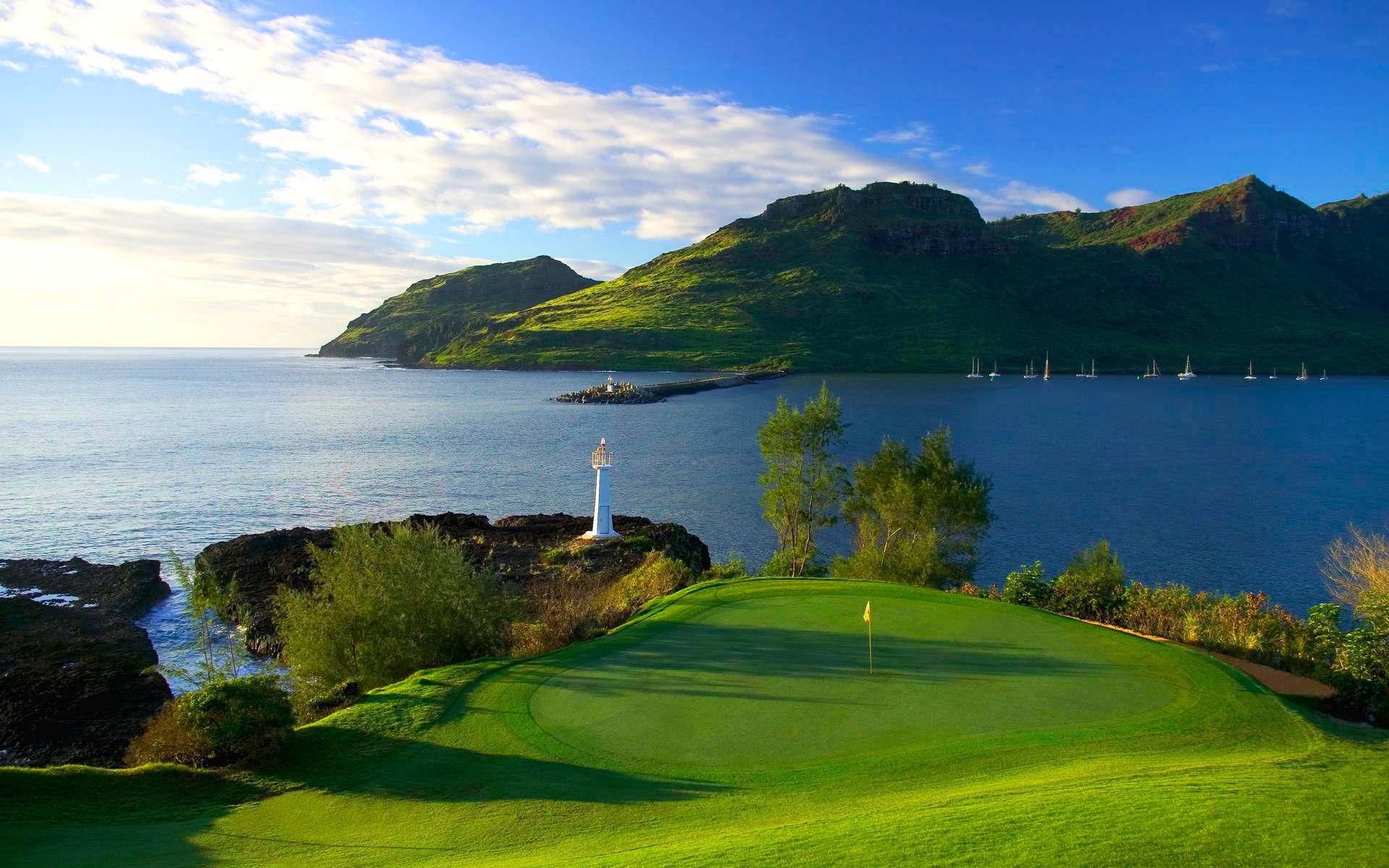 Tranquil Hokuala Ocean Club Golf Course Scenery Background