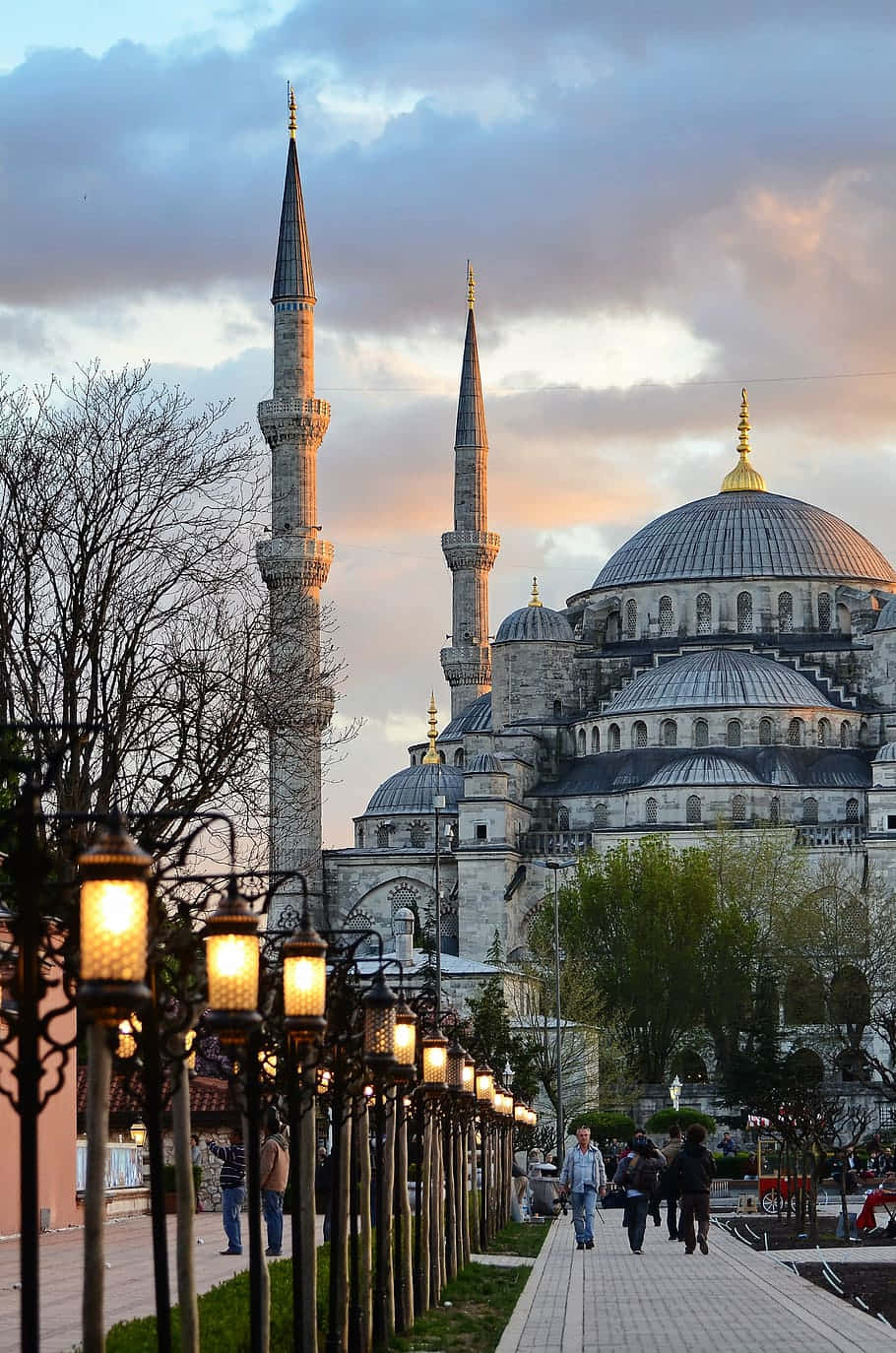 Tranquil Moment On The Street Near The Awe-inspiring Blue Mosque Background