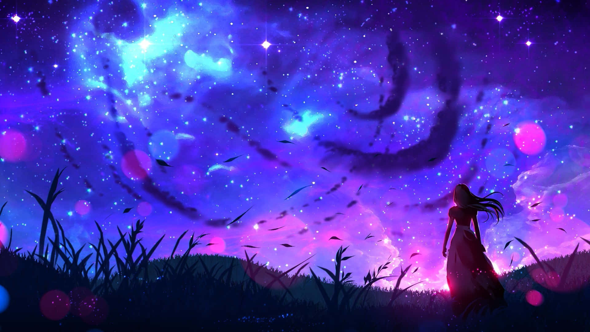 Tranquil Night Sky In Anime Art Background
