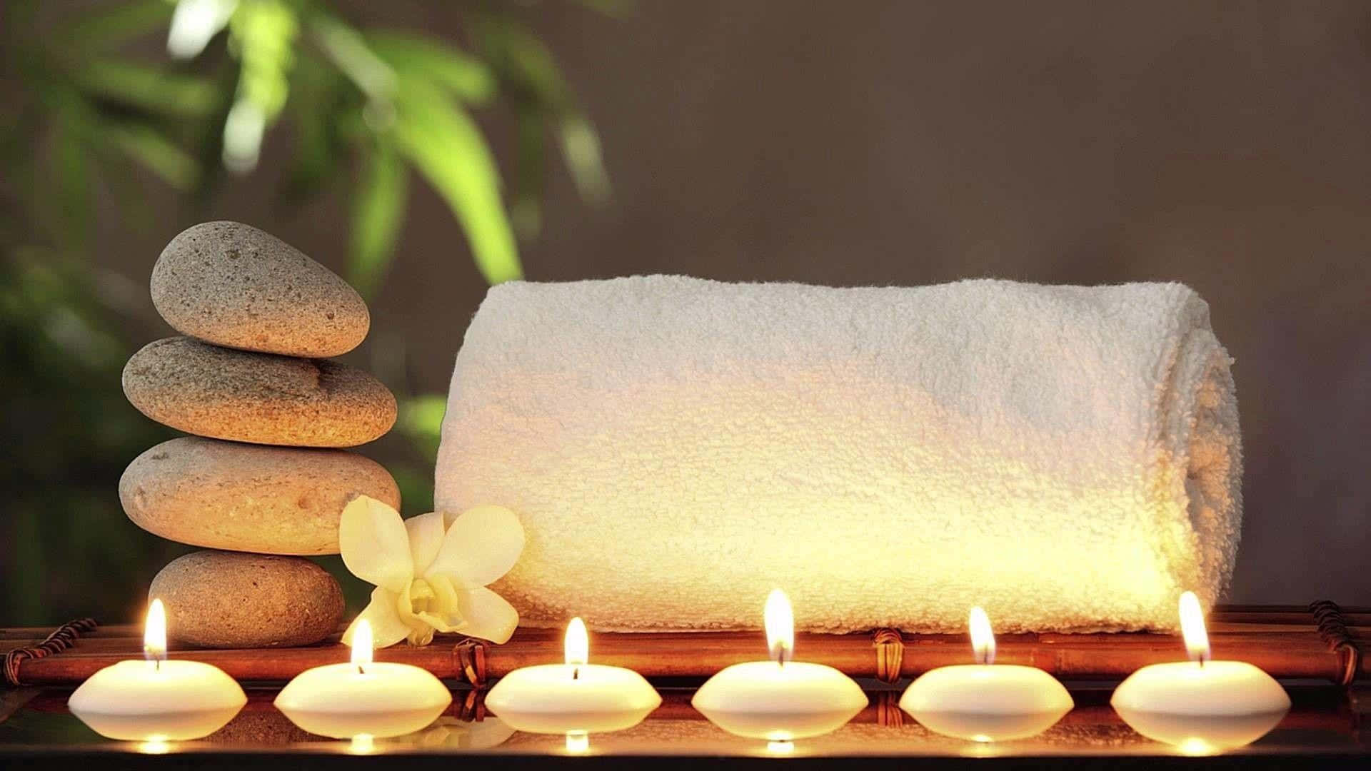 Tranquil Spa Settingwith Candlesand Stones