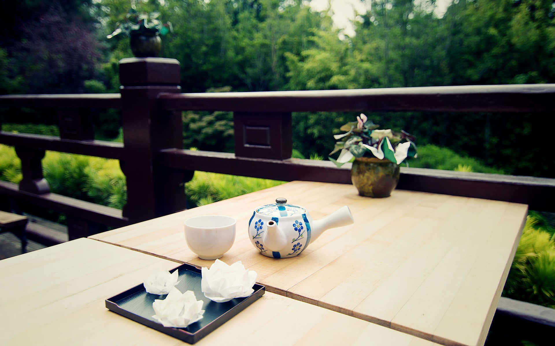 Tranquil Tea Time Setting Background