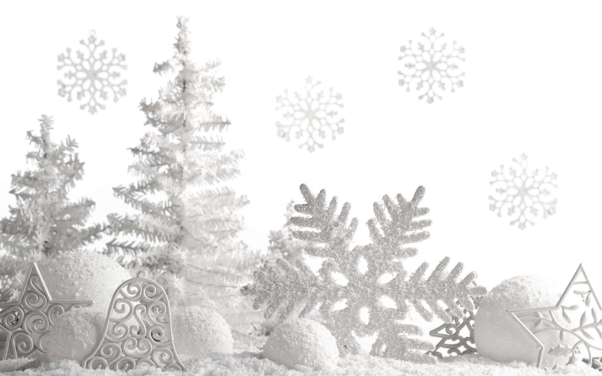 Tranquil White Christmas Scenery Background