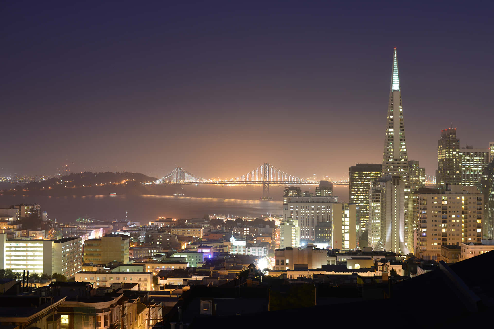 Transamerica Pyramid At Night Background