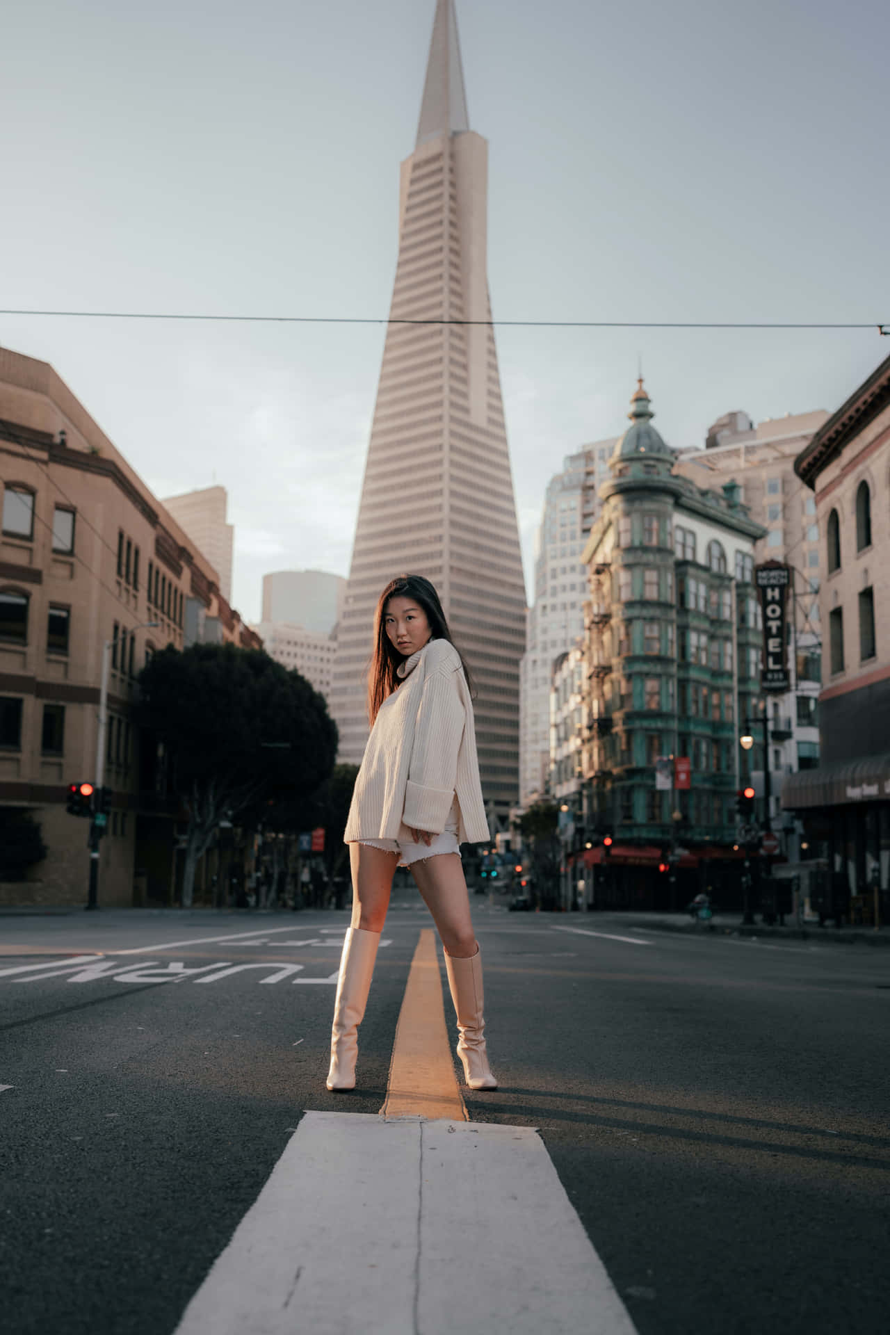 Transamerica Pyramid With A Beautiful Woman