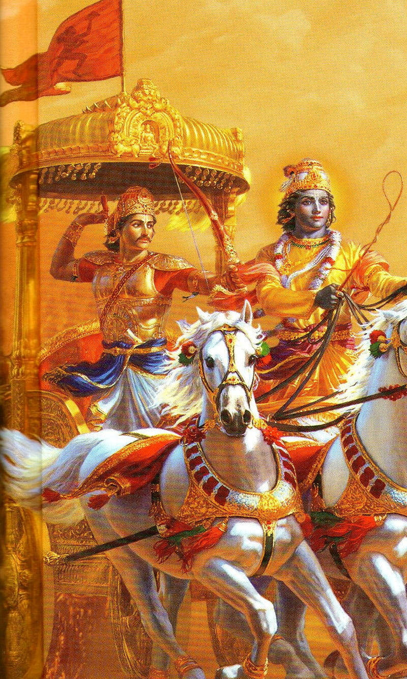 Transcendent Journey - A Stunning Depiction Of The Golden Carriage From The Bhagavad Gita