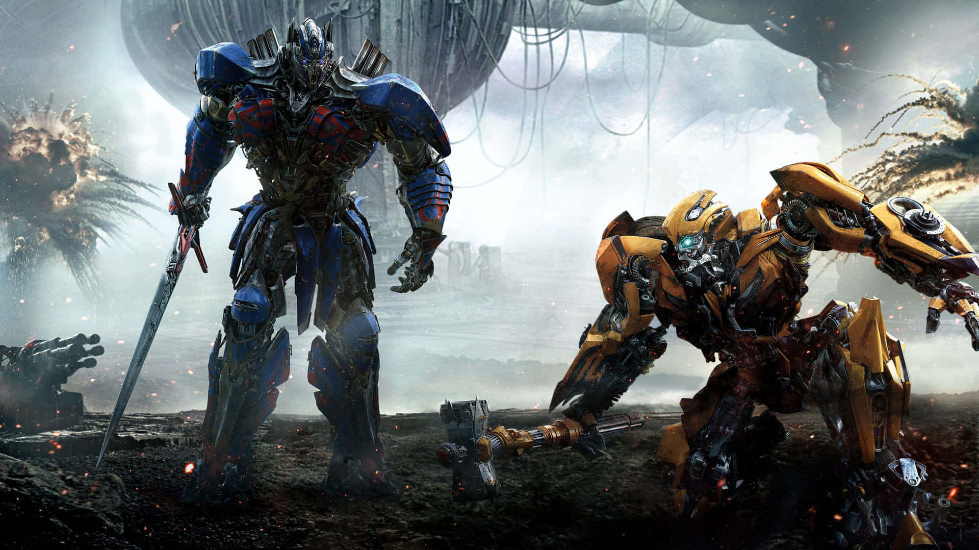 Transformers Bumblebee Battling Megatron Background